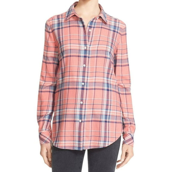 Elizabeth and James Womens Rowan Cotton Plaid Button-Down Top