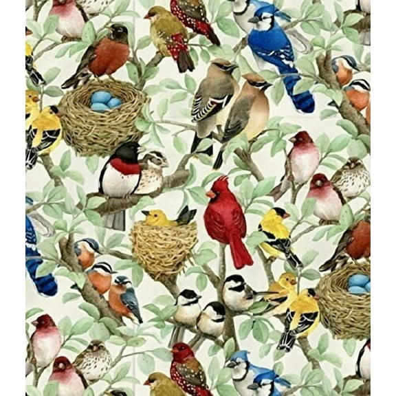 Elizabeth's Studio Beautiful Birds Quilt Fabric By The Yard