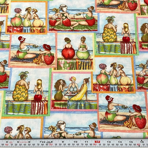 Elizabeth's Studio Fruit Ladies 100% Fabric Cotton Sold by The Yard.