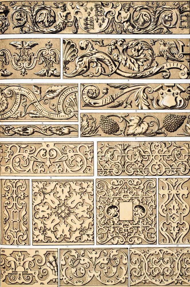Elizabethan No 1 Plate Lxxxiii From The Grammar Of Ornament By Owen Jones Published By Day & Son London 1865 Canvas Art - Ken Welsh Design Pics (22 x 36)