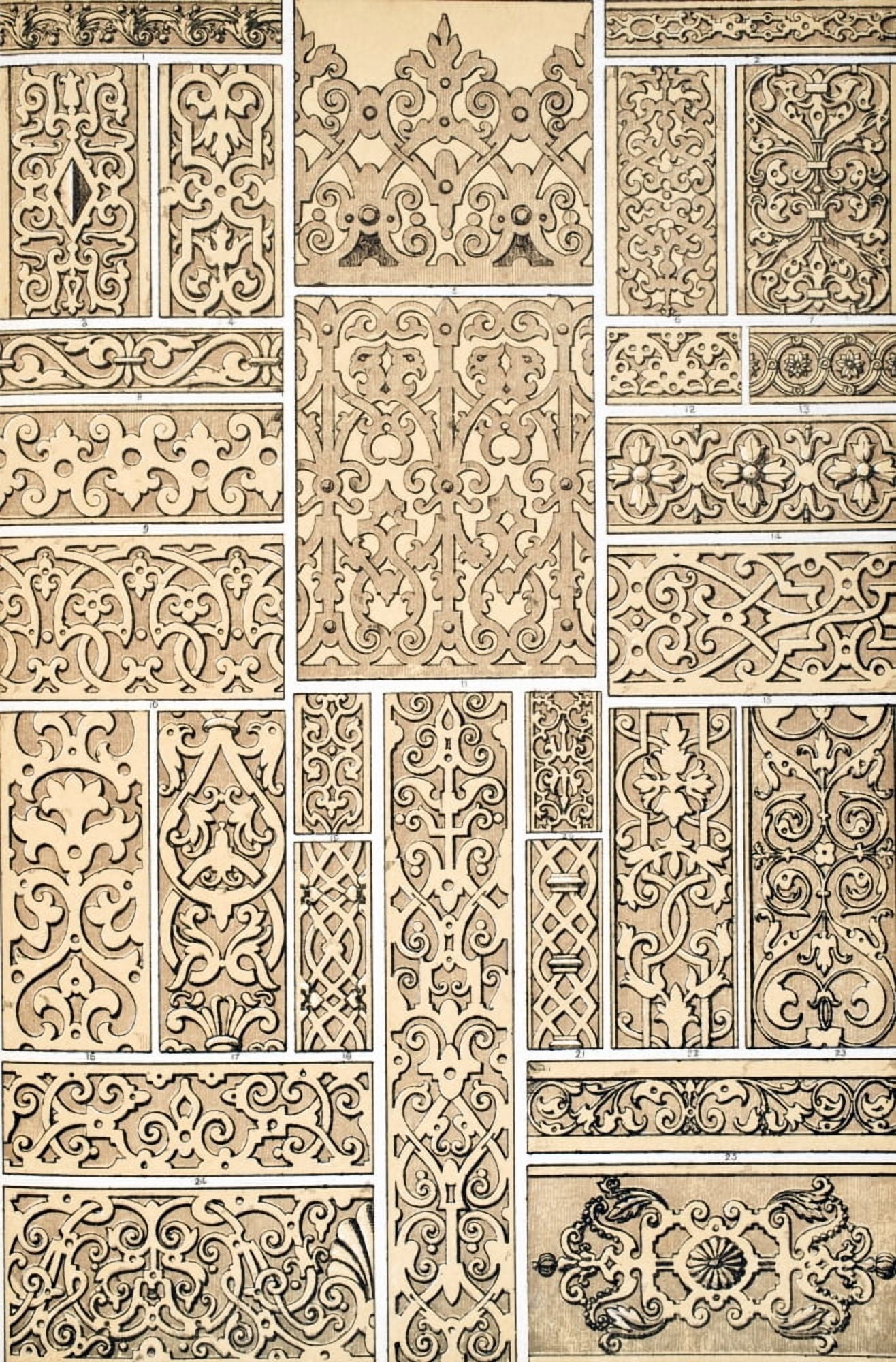 Elizabethan No 2 Plate Lxxxiv From The Grammar Of Ornament By Owen Jones Published By Day & Son London 1865 Canvas Art - Ken Welsh Design Pics (22 x 36)