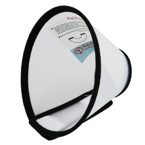 Elizabethan Dog Cat Pet Wound Healing Cone E- Collar White with Black