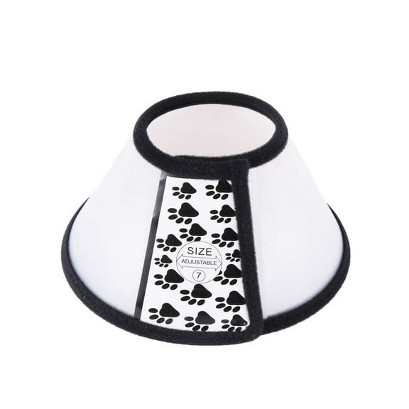 Elizabethan Dog Pet Wound Healing Cone E- Collar White with Black