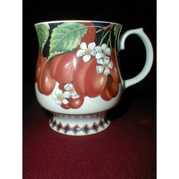 Elizabethan English Bone China England Plum Fruit & Blossom Footed Cup Mug New