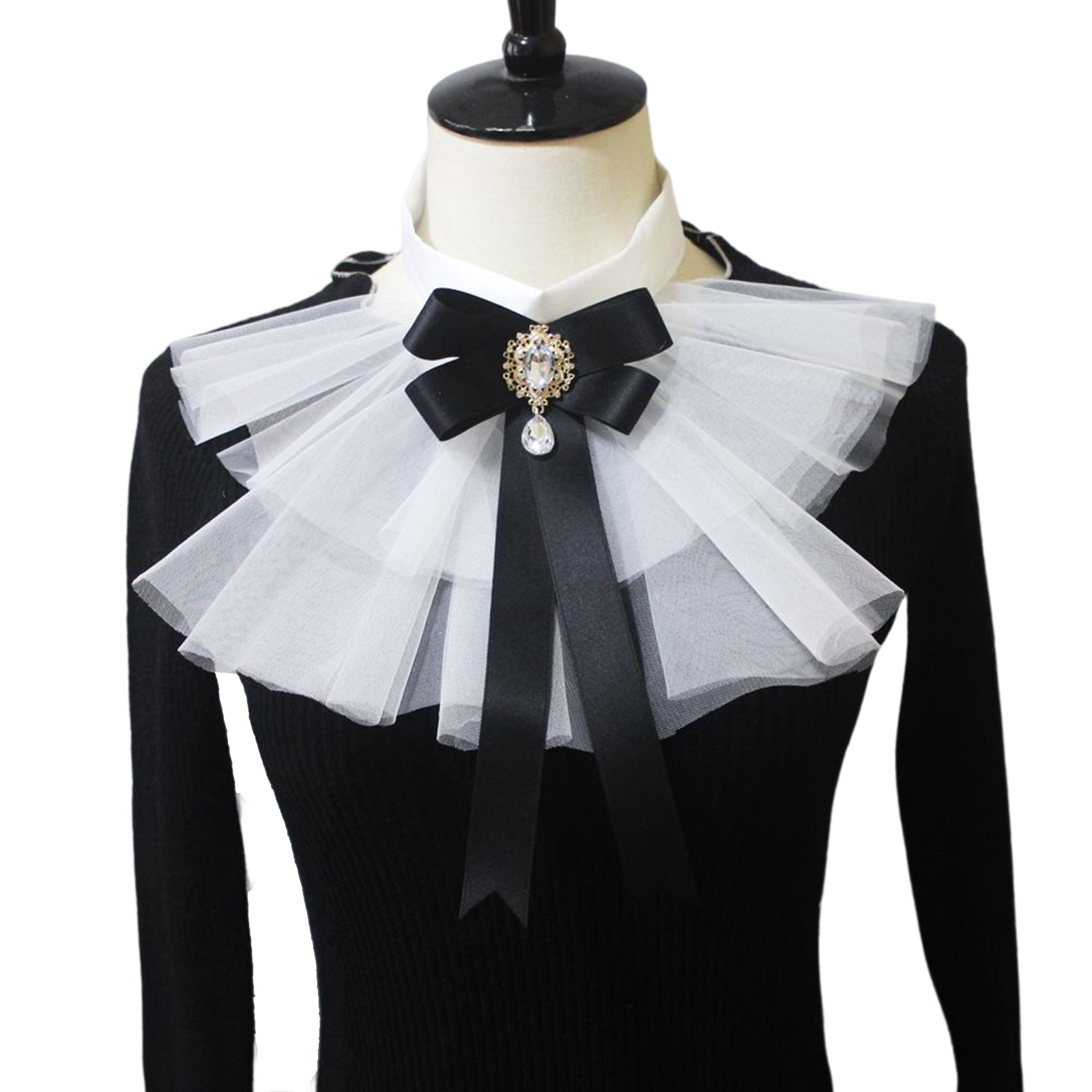 Elizabethan False Collar Costume Colonial Jabot Layered Ruffled ...