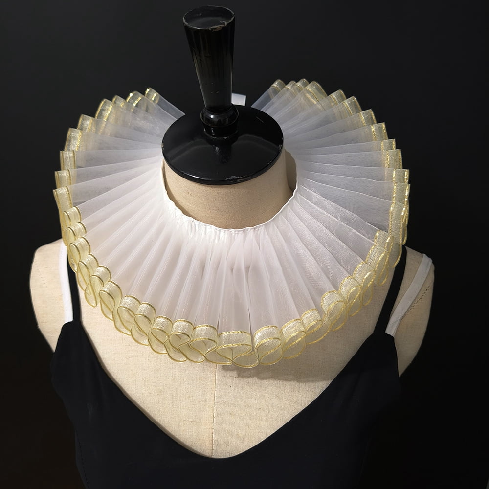Neck Ruff Spain Elizabethan Neck Ruff Detachable Collar Dickens Ruff Neck Clown Collar ...