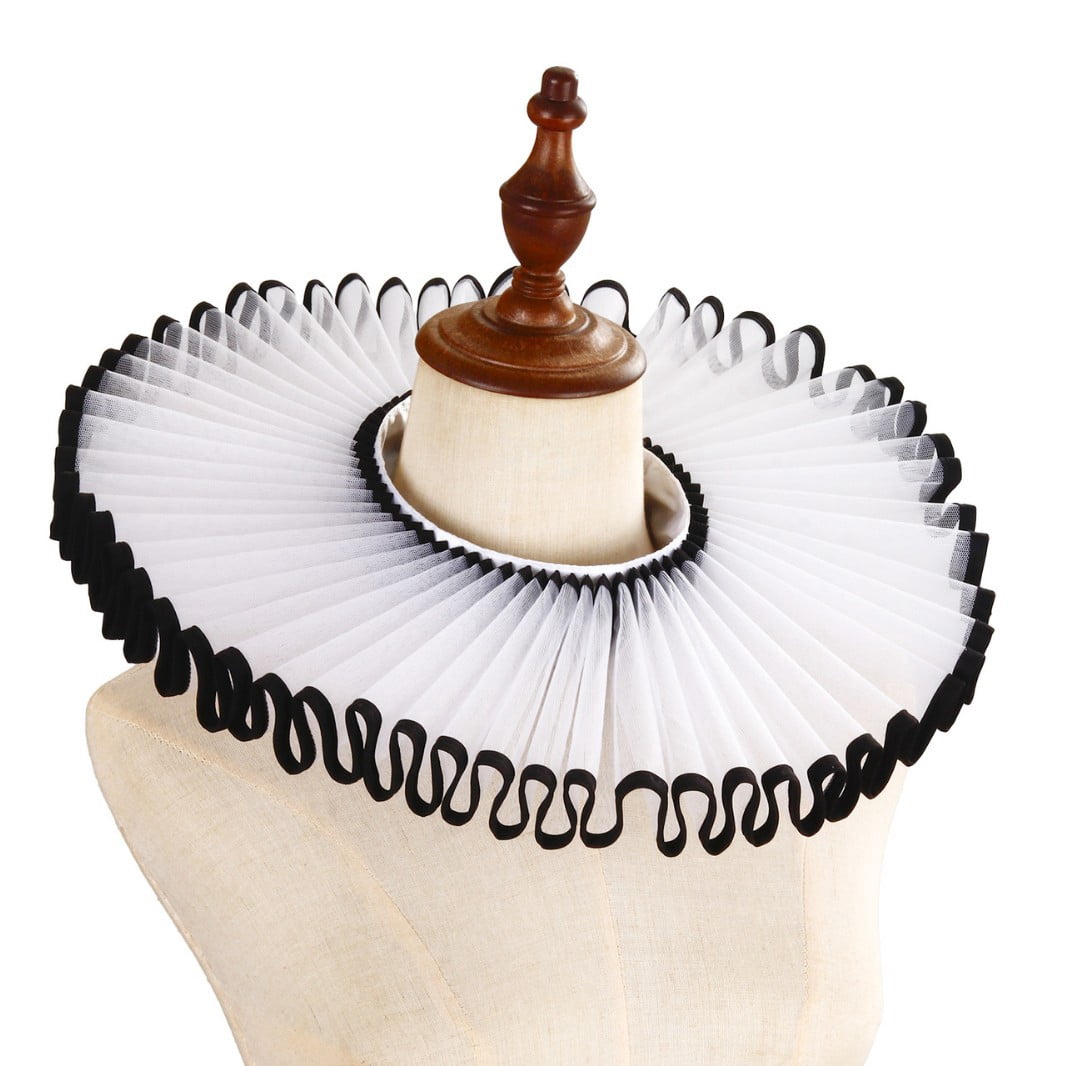 Elizabethan Neck Ruff Detachable Collar Dickens Ruff Neck Clown Collar ...