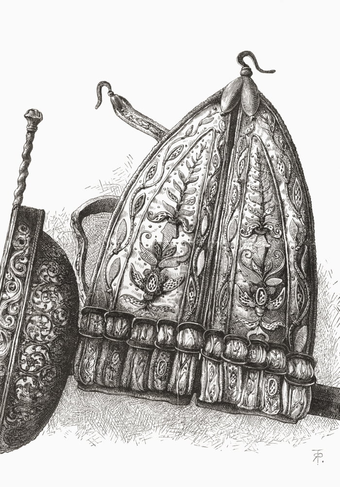 An Elizabethan Sword Belt For A Rapier Known As A Carriage Or Frog From The British Army Its Origins Progress And Equipment Published 1868 Canvas Art - Ken Welsh Design Pics (22 x 32)