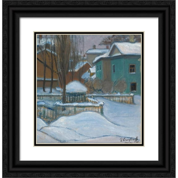 Elizaveta Sergeevna Kruglikova 20x21 Black Ornate Framed Double Matted Museum Art Print Titled: View of Moscow Under Snow (1901)