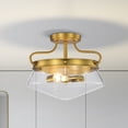 thumbnail image 1 of Elize Aged Brass 2-Light Metal & Glass Bowl Shade Semi-Flush Mount, 1 of 5