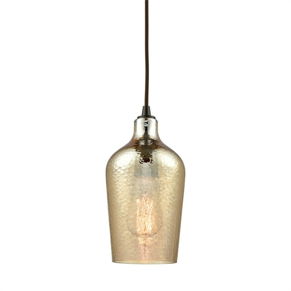 ELK Lighting 10840/1 Hammered Glass 1 Light Pendant In Oil Rubbed Bro
