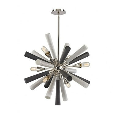 Elk 32231/6 Solara Chandeliers 28in Nickel Tones Wood Metal 6-light