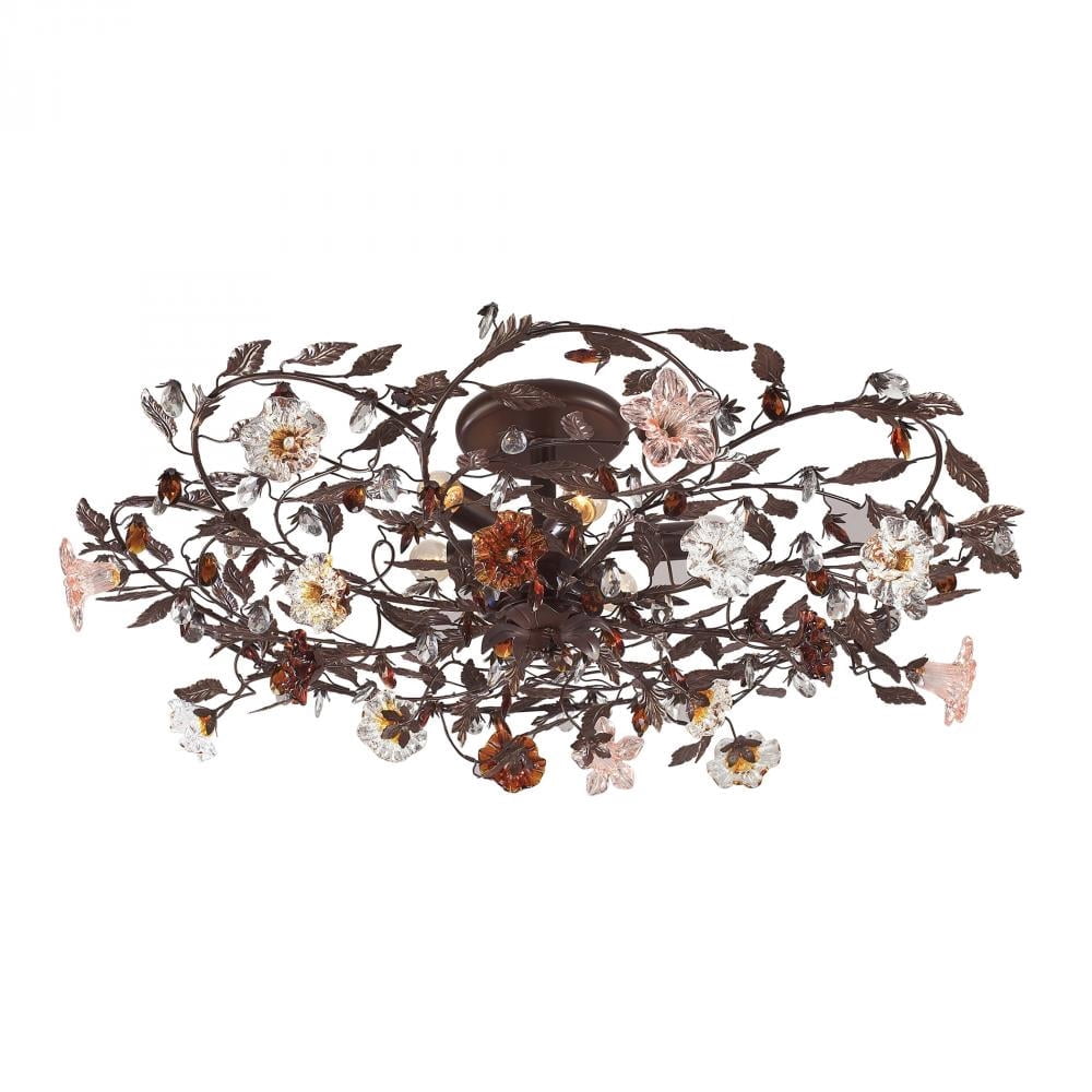 Elk Home Cristallo Fiore 38-inch Wide 6-Light Flush Mount in Deep Rust ...