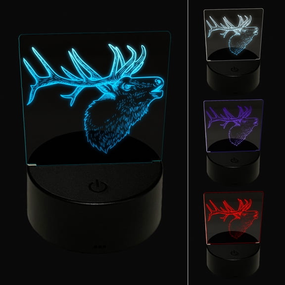Elk Calling Out LED Night Light Sign 3D Illusion Desk Nightstand Lamp