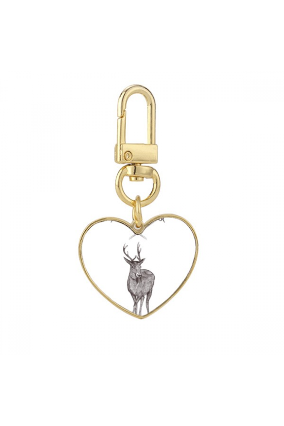 Elk Crown Animal Baroque Style Gold Heart Keychain Metal Keyring Holder