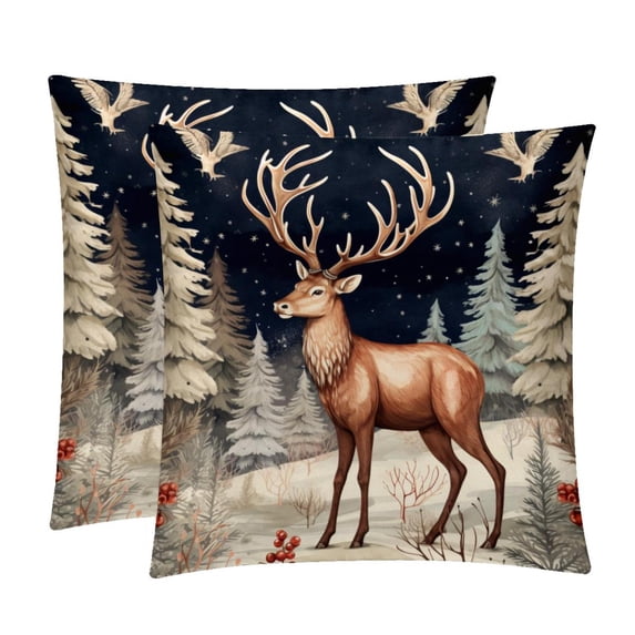 Elk Deer Covers - Set of 2 Throw Pillow Covers with Unique Patterns for Living Room Decor - Available in 16x16, 18x18, and 20x20 Inches Throw Pillows for All Occasions