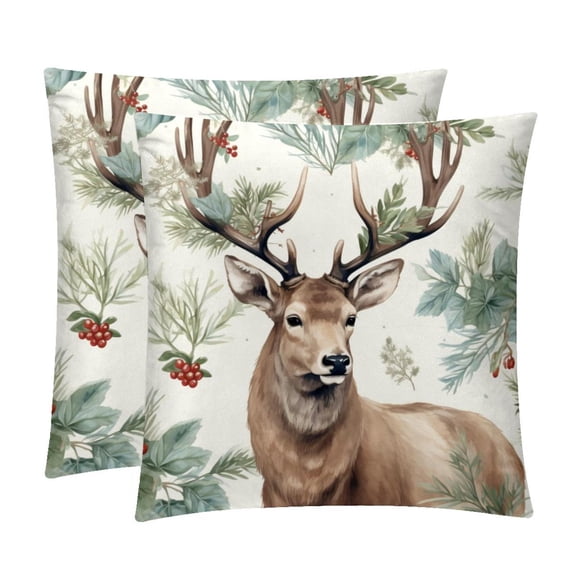 Elk Deer Covers - Set of 2 Throw Pillow Covers with Unique Patterns for Living Room Decor - Available in 16x16, 18x18, and 20x20 Inches Throw Pillows for All Occasions