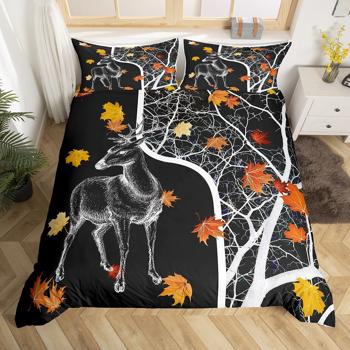 Elk Deer Duvet Cover Full Reindeer Moose Bedding Set for Boys Girls