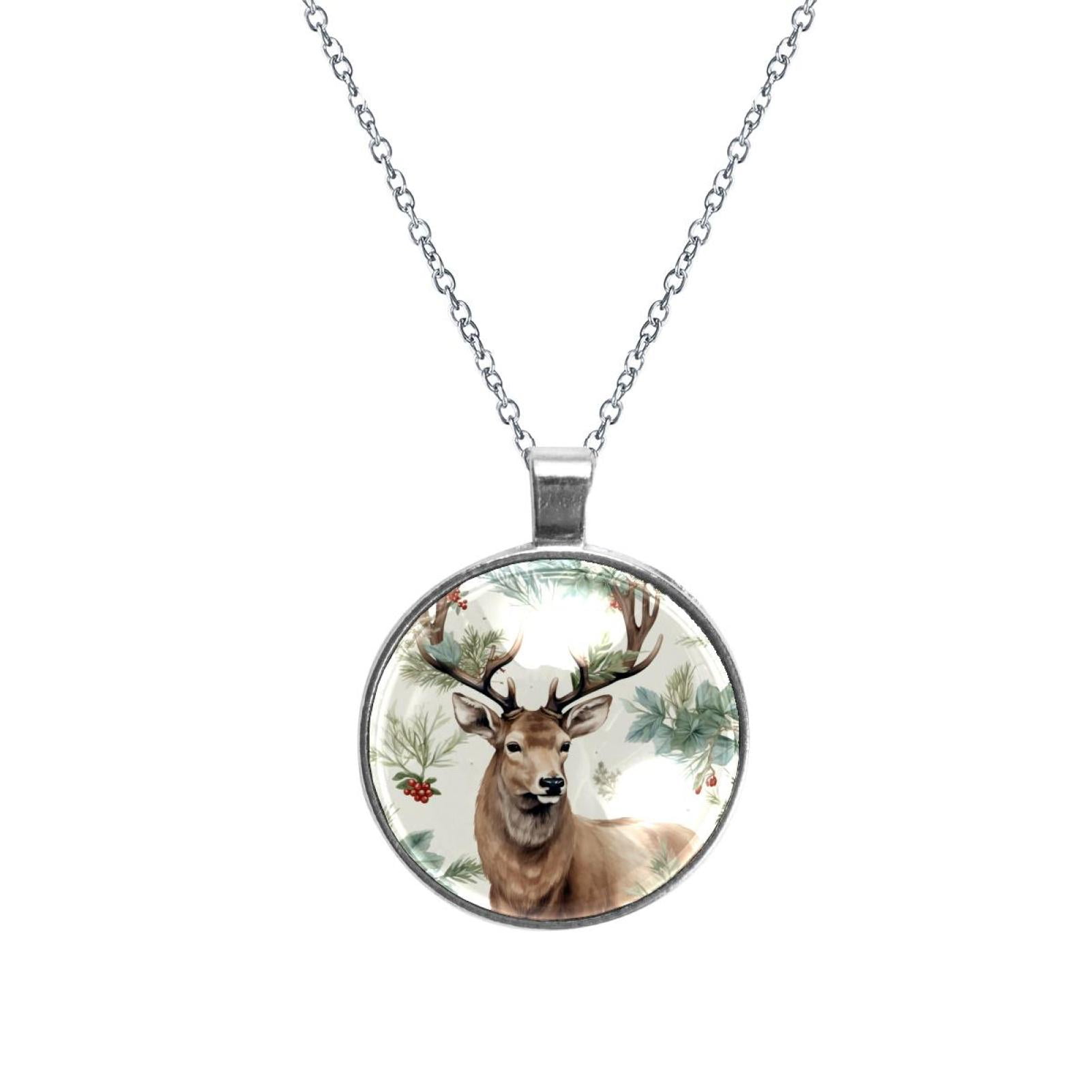 Creative Retro Golden Animal Elk Pendant Necklace Female