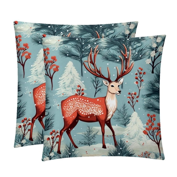 Elk Deer Set with Unique CoversPatterns - 2 Pack Decorative Pillows for Bed - Includes Pillow Inserts - Available in 16x16, 18x18, 20x20 Inches for Any Occasion