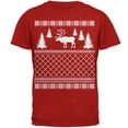 thumbnail image 1 of Elk Deer Ugly Christmas Sweater Red Adult T-Shirt - Medium, 1 of 1