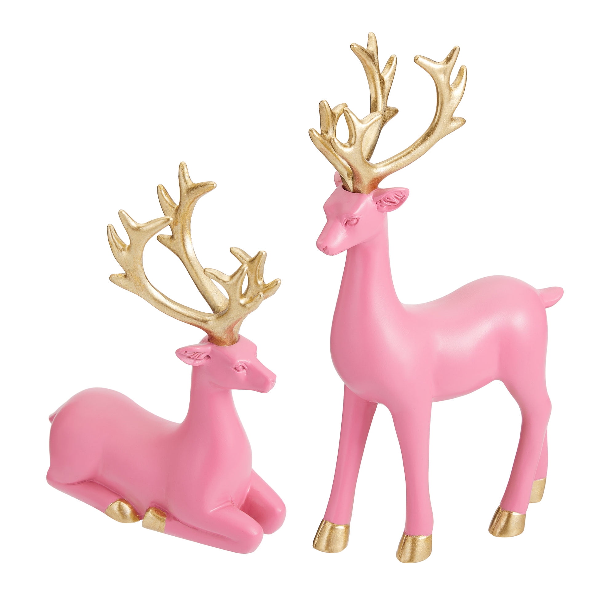 Elk Figurines, Lucky Sitting and Standing Deer Statues for Living Room