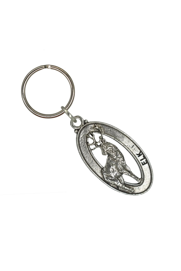 Elk Full Body Keychain, Elk, Outdoorsman, Hunting, M019KC, Key Fob, Key Ring, Keys, Zipper Pull, Luggage Tag, Pewter, Backpack, Over 300 Keychains Designs, Handmade in the USA