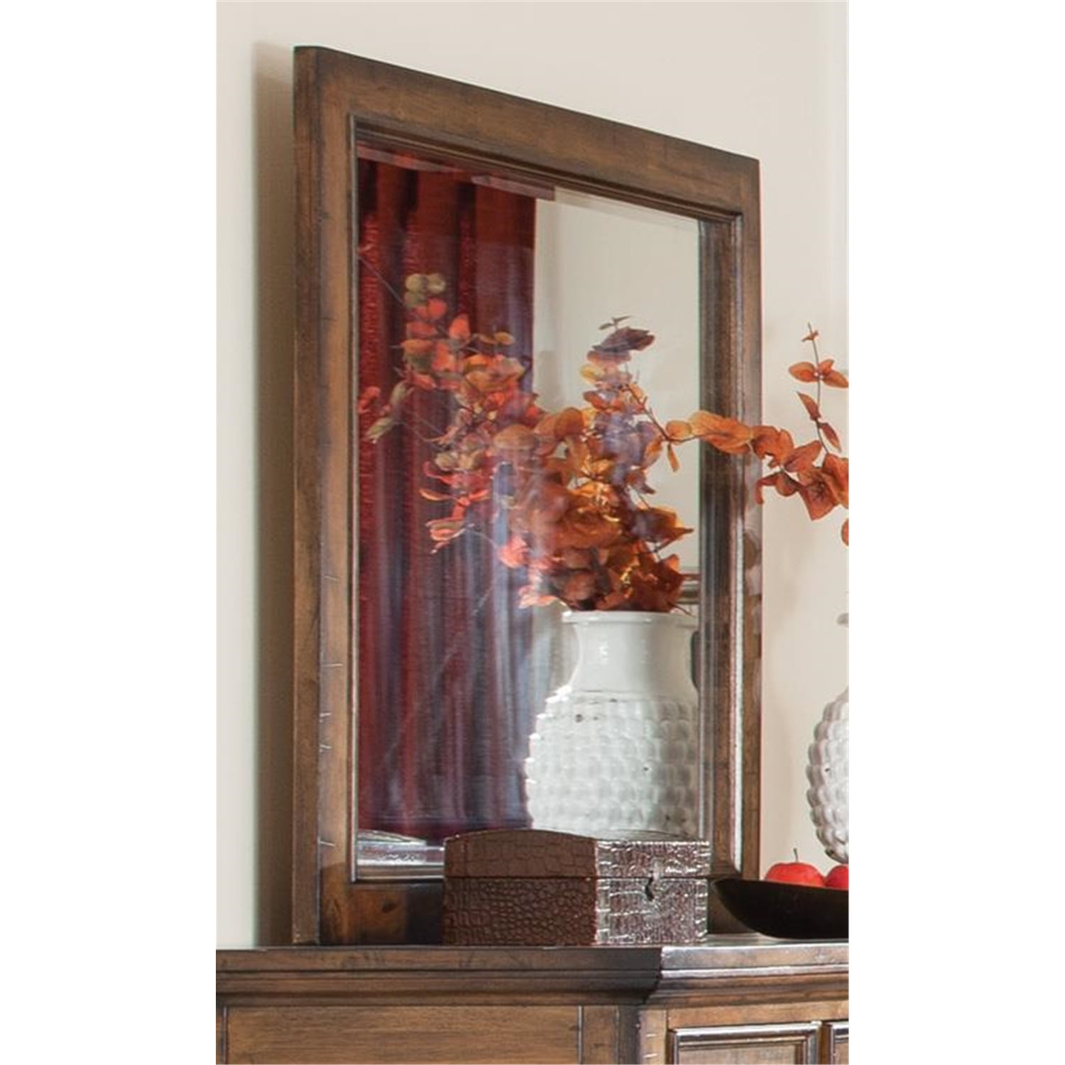 Vintage Bourbon Rectangular Wood Dresser Mirror