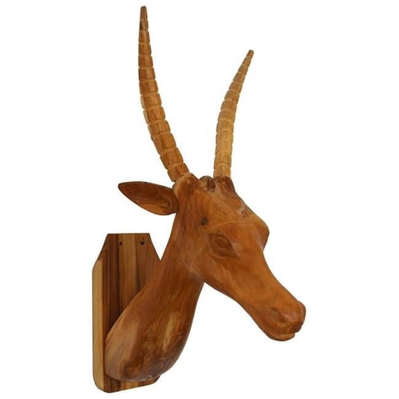 Elk Head Traditional Teak Root Wall Decor, Brown