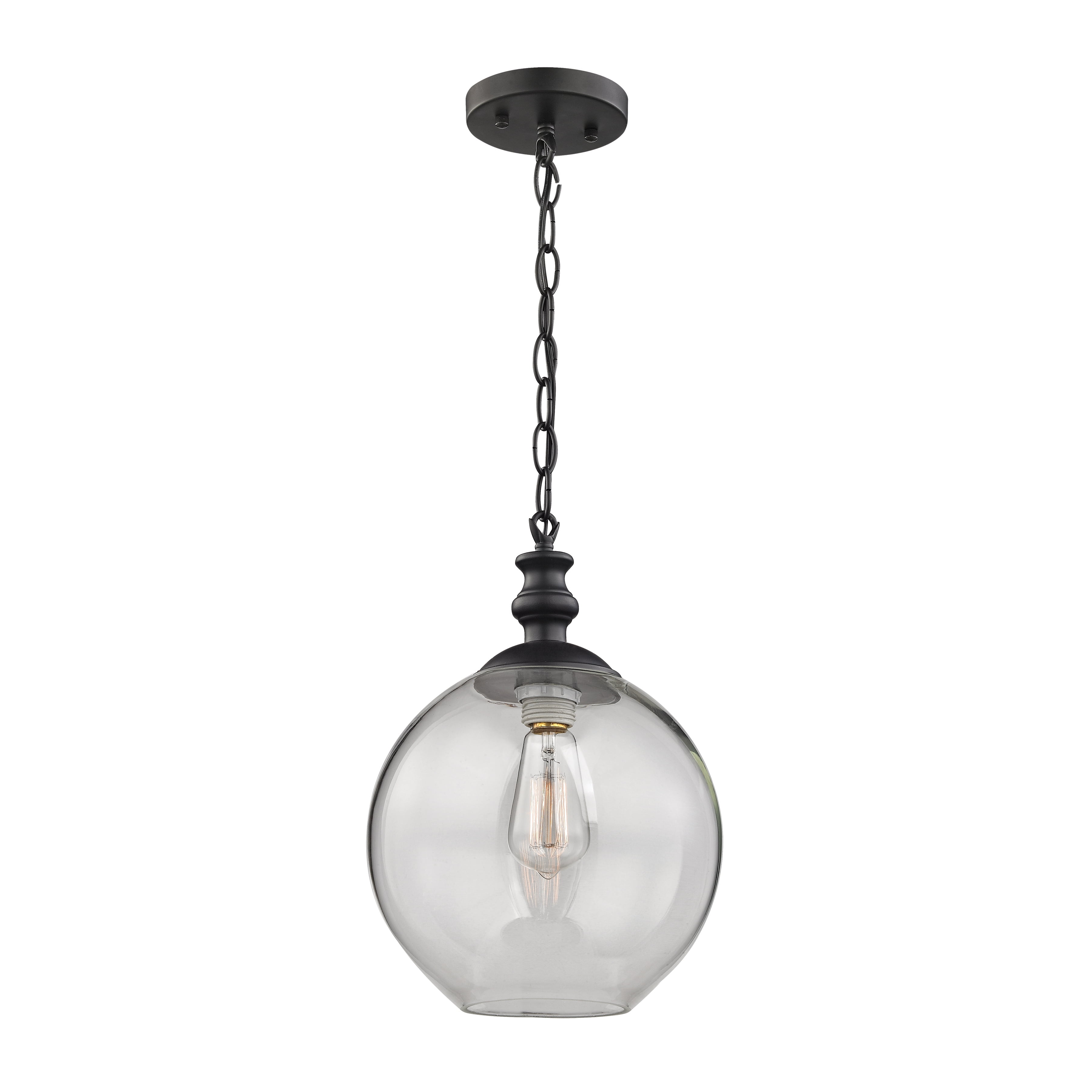 Bergen Mini Matte Black and Clear Glass Pendant Light