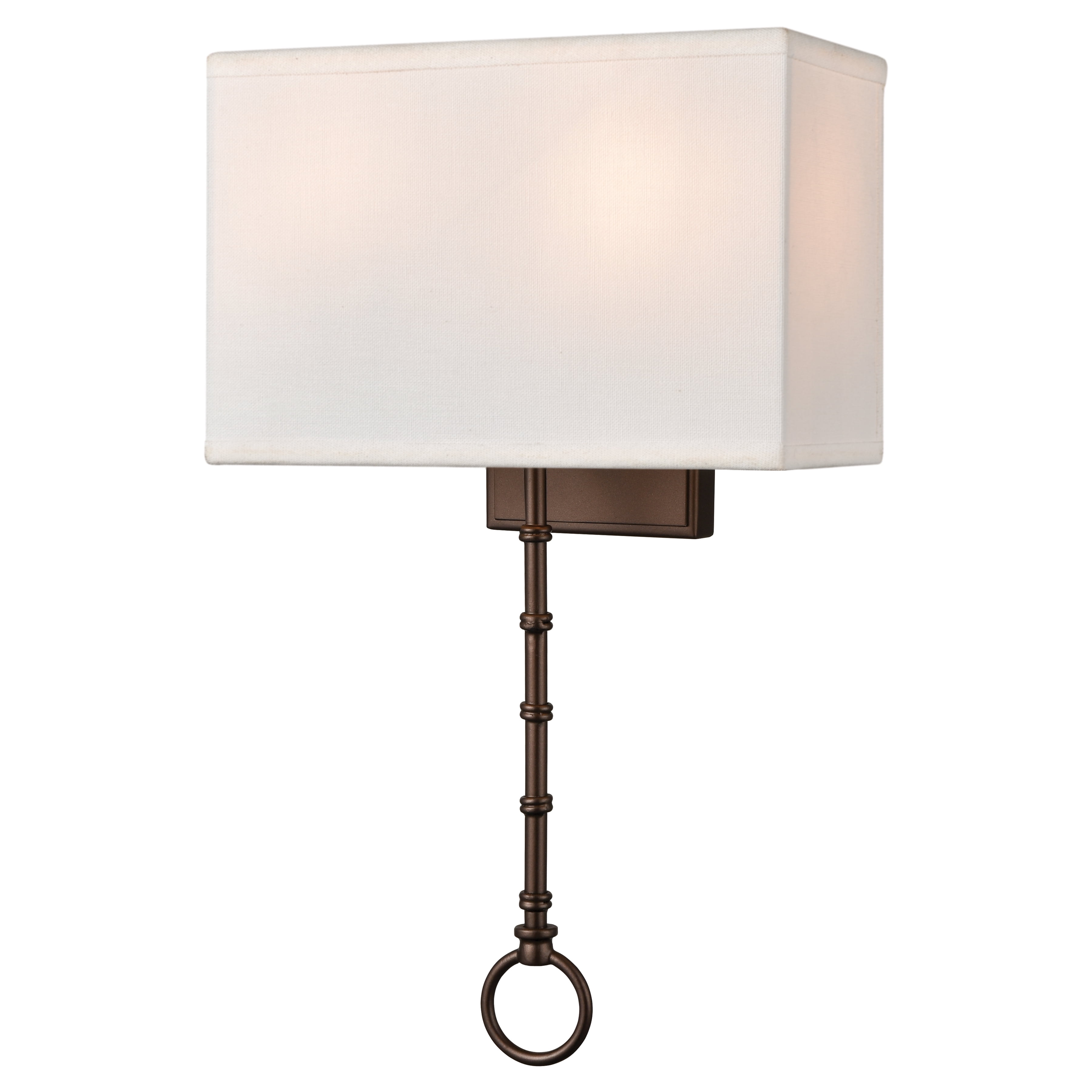 Shannon Dimmable Oil Rubbed Bronze Sconce with White Fabric Shade