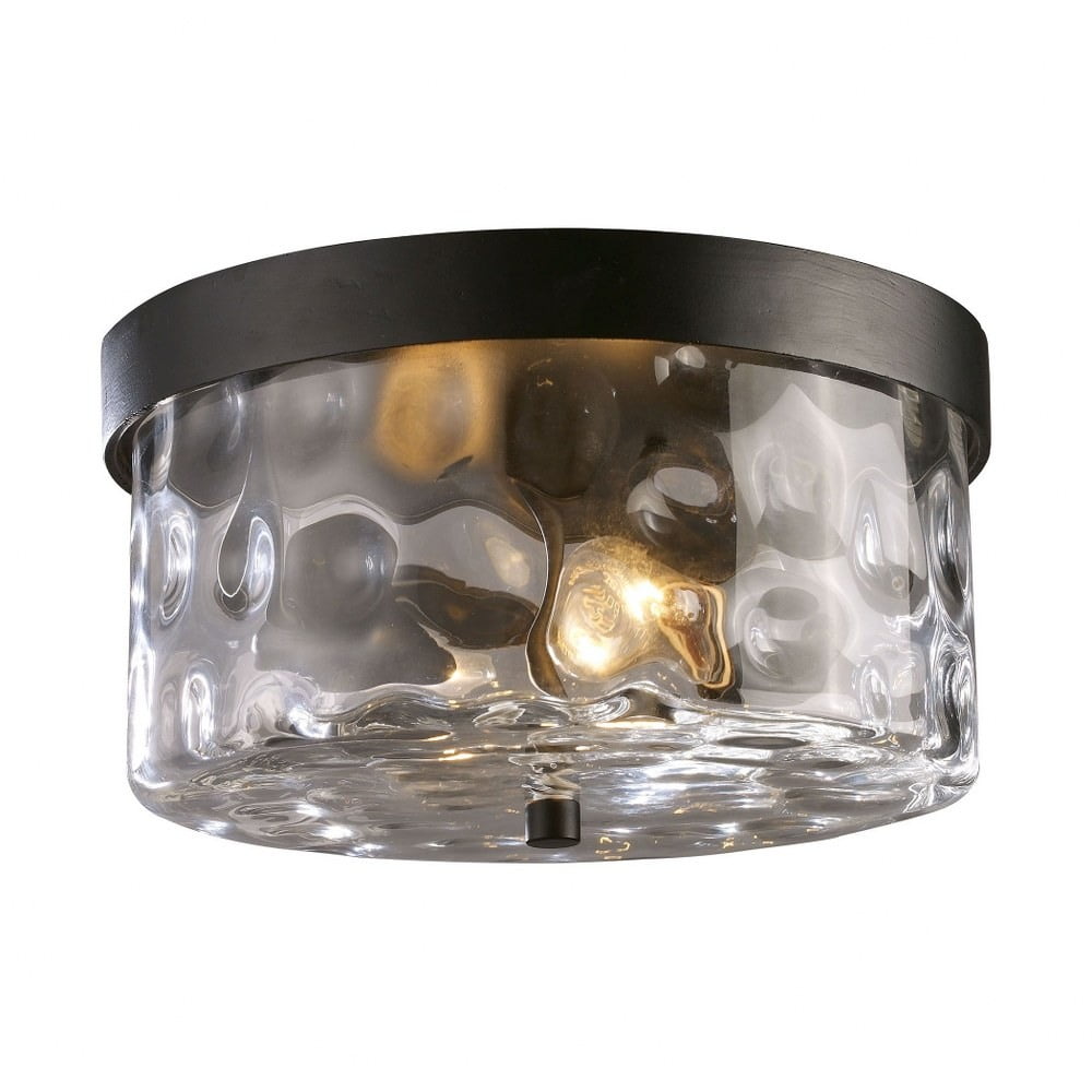 Hazelnut Bronze and Glass 2-Light Outdoor Flush Mount