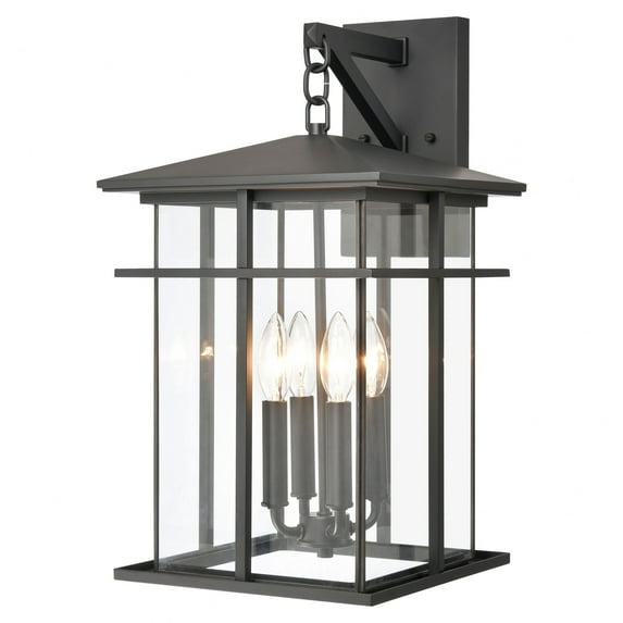 Elk Home 11-Inch Wide Outdoor Oak Park Wall Sconce, Matte Black