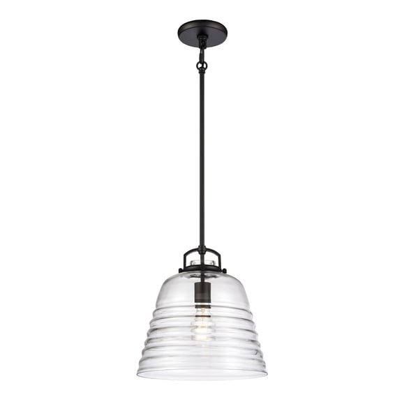 Elk Home 12-Inch Wide Current Pendant, Transitional, Matte Black