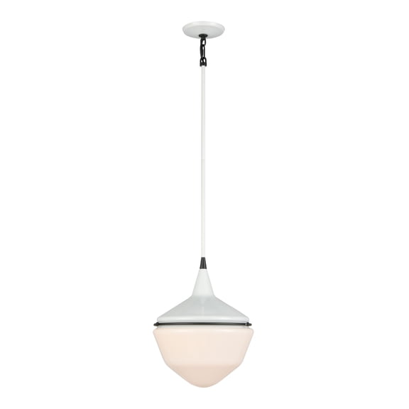Elk Home Mid-Century Schoolhouse 12-inch Wide 1-Light Mini Pendant in Enamel White