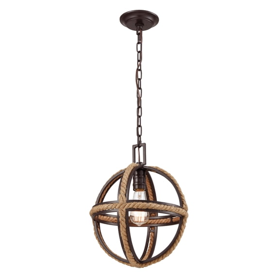 Elk Home 12-Inch Wide Natural Rope Pendant, Oil Rubbed Bronze
