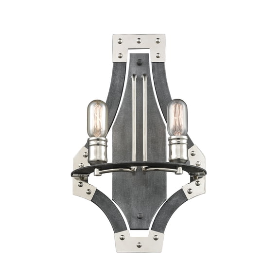 Elk Home 12-Inch Wide Riveted Plate Sconce, Modern, Silverdust Iron