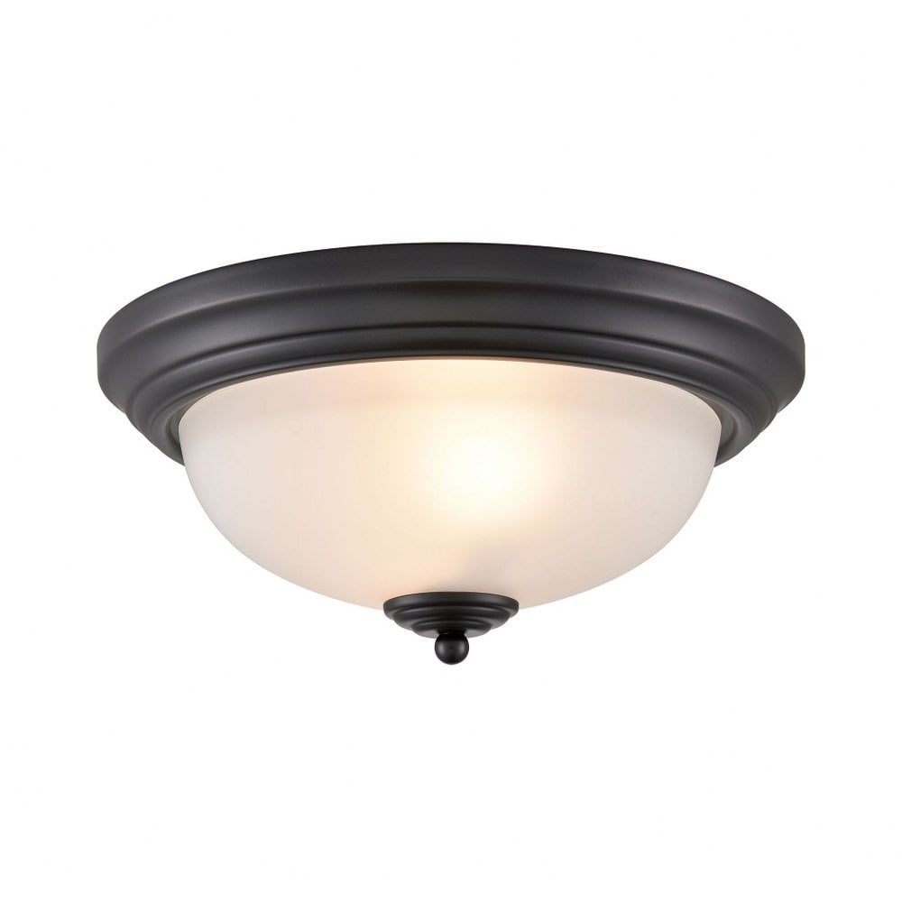 13-Inch Black and Frosted Glass Flush Mount Light