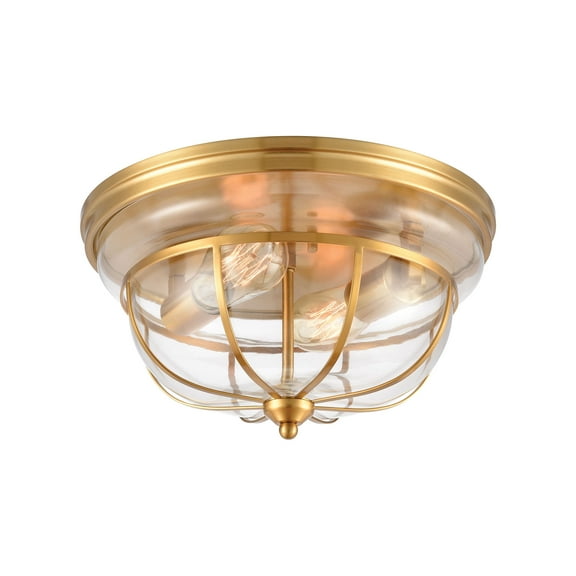 Elk Home 13-Inch Wide Manhattan Boutique Flush Mount, Brushed Brass