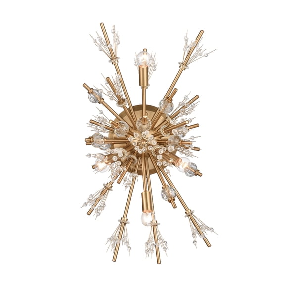Elk Home 13-Inch Wide Starburst Sconce, Contemporary, Satin Brass