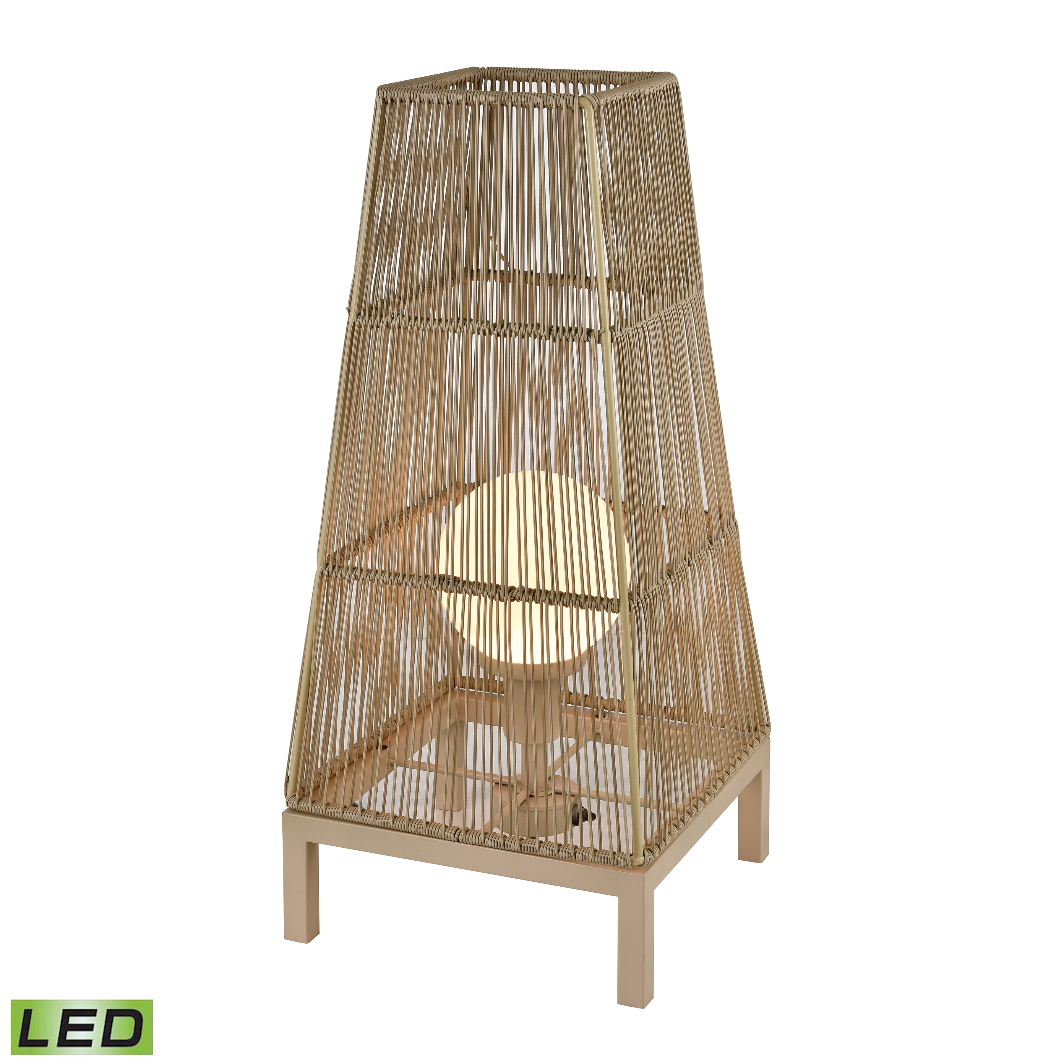 Beige LED Outdoor Floor Lamp with Frosted Glass Shade