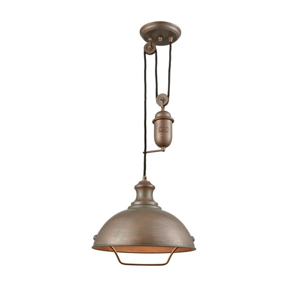 Elk Home 14-Inch Wide Farmhouse Pendant, Transitional, Tarnished Brass