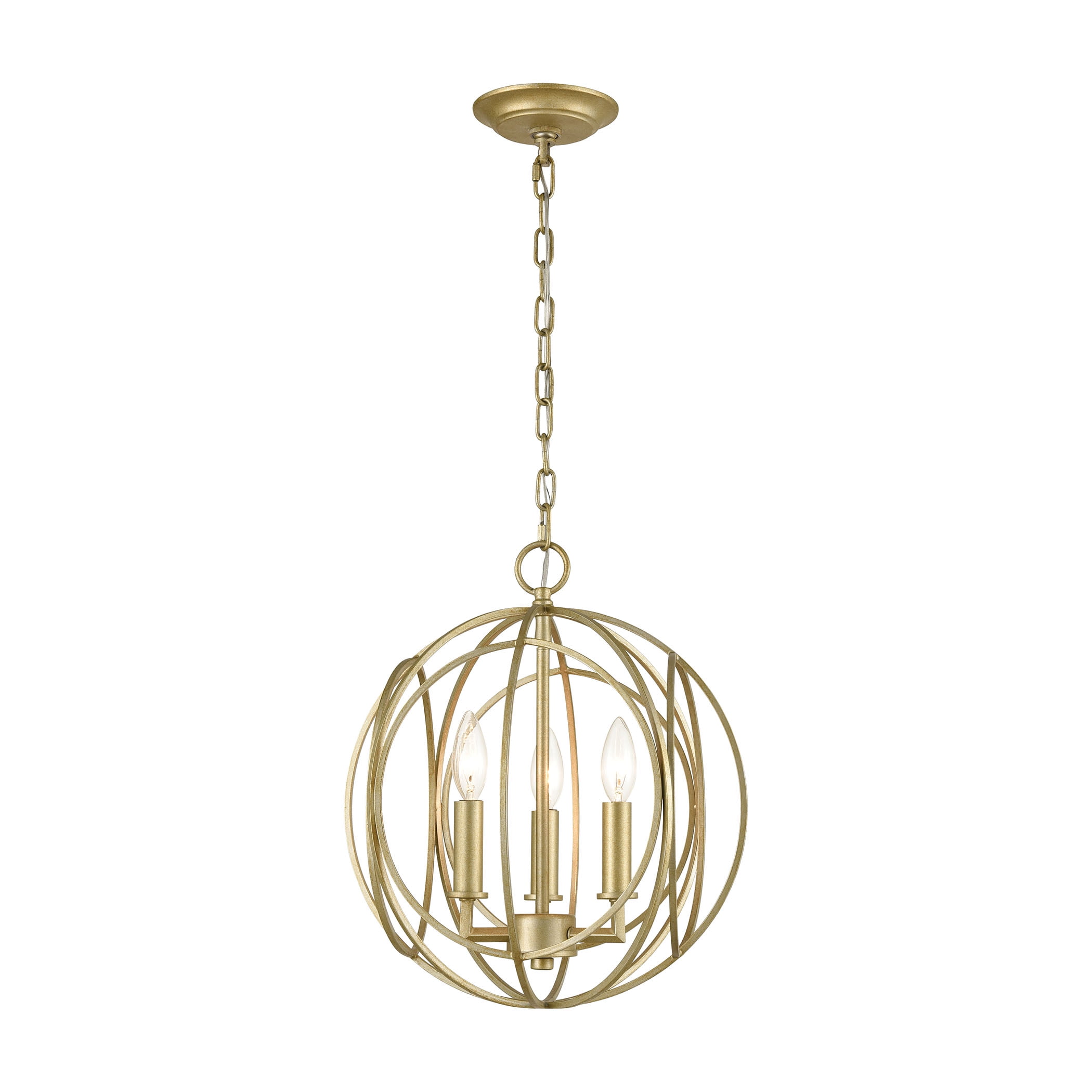 Mini Sphere Golden Silver 3-Light Chandelier with Clear Cord