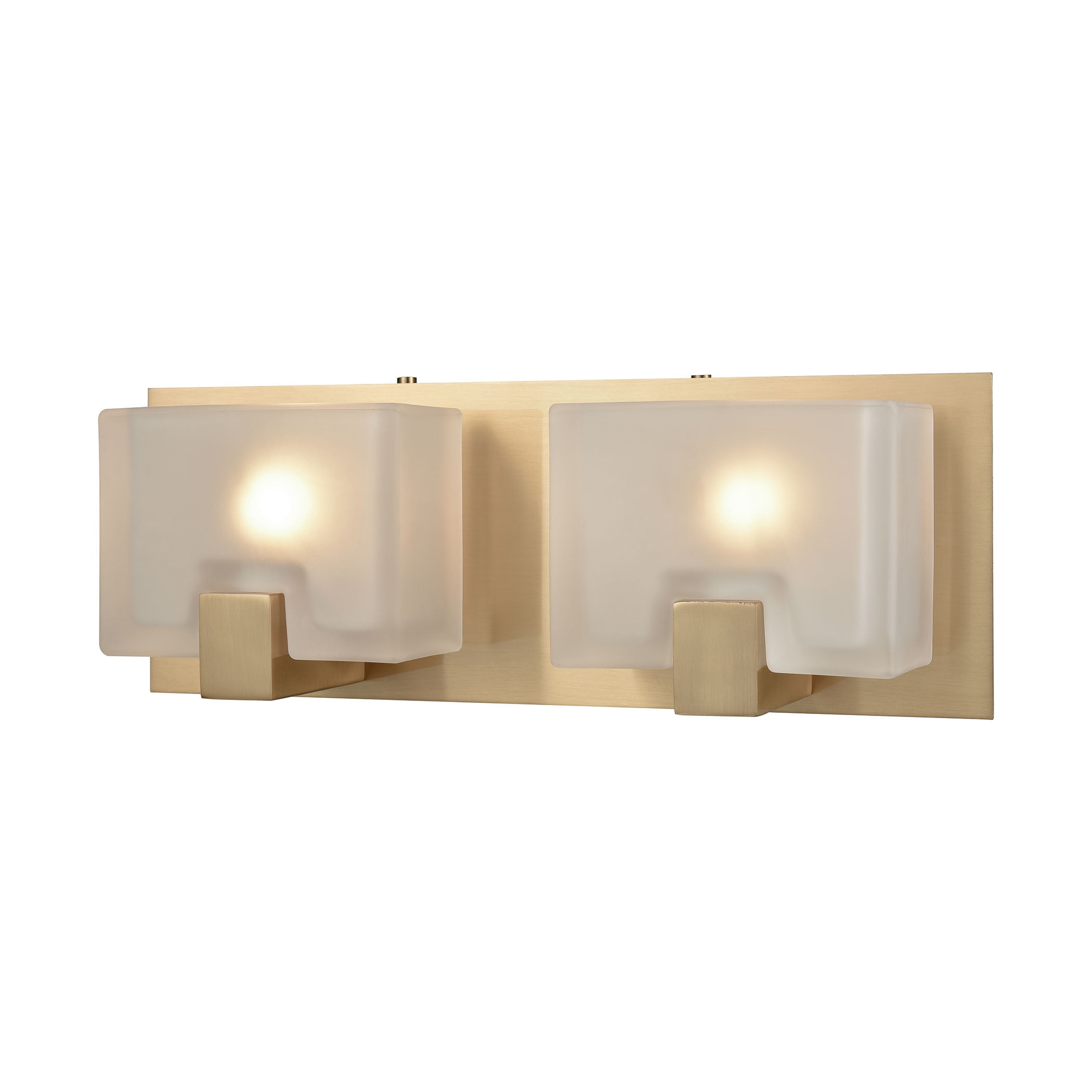 14-Inch Satin Brass and Frosted Glass Vanity Light