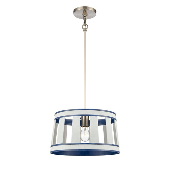 Elk Home 14-Inch Wide White Burlap Pendant, Transitional, Ocean Blue