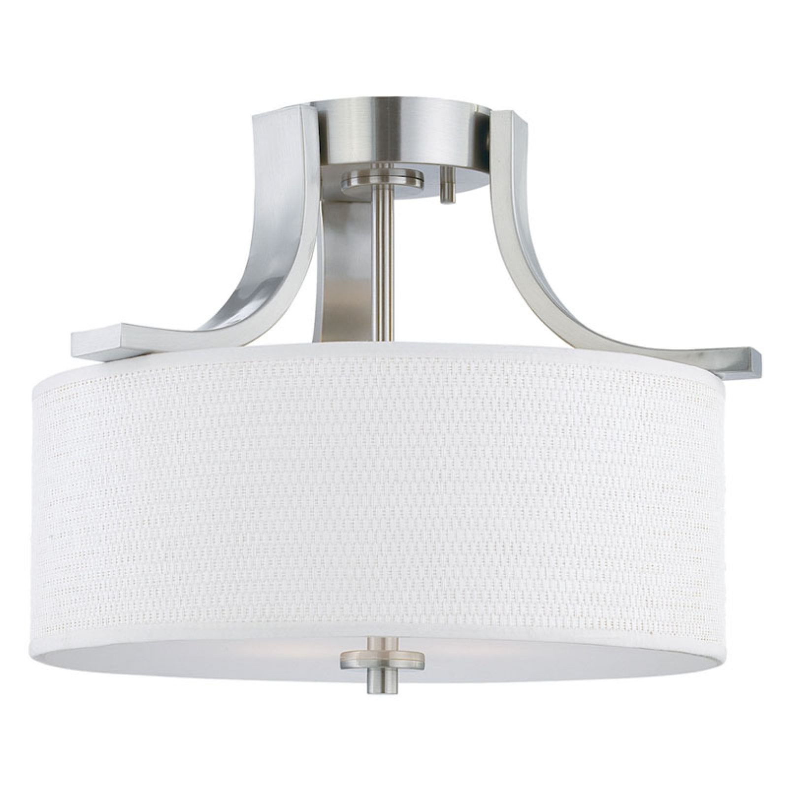 Brushed Nickel Frosted Glass Drum Flush Mount Light