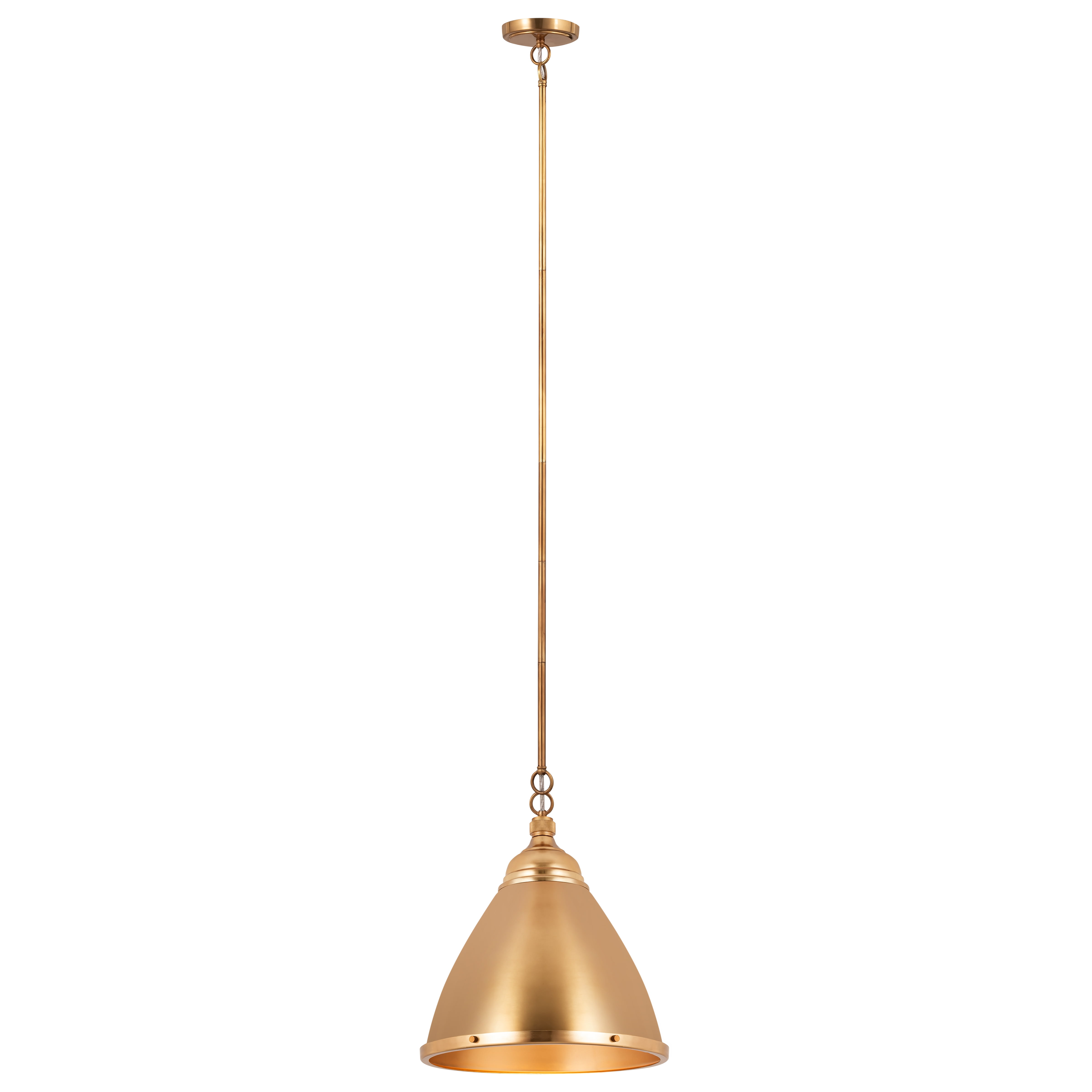 Mini Satin Brass Glass and Steel Pendant Light