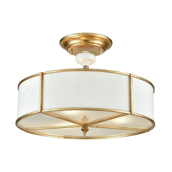 Elk Home 16-Inch Wide Ceramique Semi Flush Mount, Antique Gold Leaf