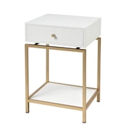 Elk Home Clancy 25 White Fabric Accent Table in Transitional Style for Living Room, Bedroom, Office