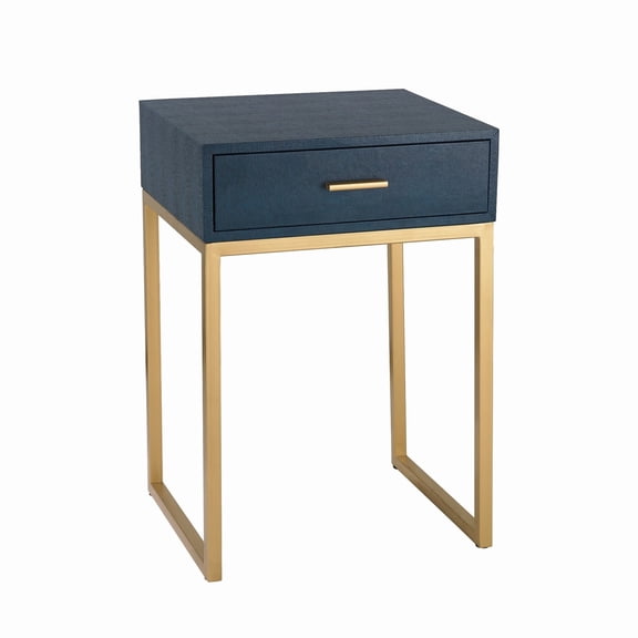 Sterling Shagreen Side Table In Navy